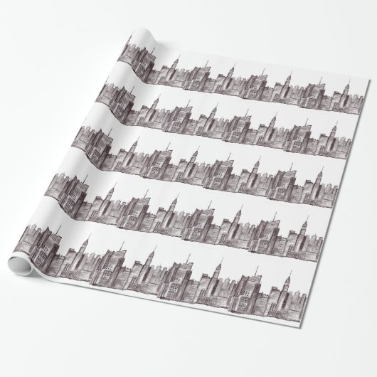 Waterverf Manhattan skyline in New York Cadeaupapier (Uitgerold)