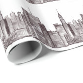 Waterverf Manhattan skyline in New York Cadeaupapier (Rol Hoek)