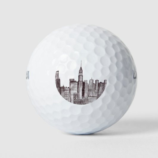 Waterverf Manhattan skyline in New York Golfballen (Voorkant)