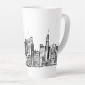Waterverf Manhattan skyline in New York Latte Mok (Rechterhoek)