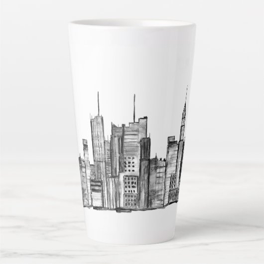 Waterverf Manhattan skyline in New York Latte Mok (Voorkant)