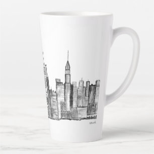 Waterverf Manhattan skyline in New York Latte Mok