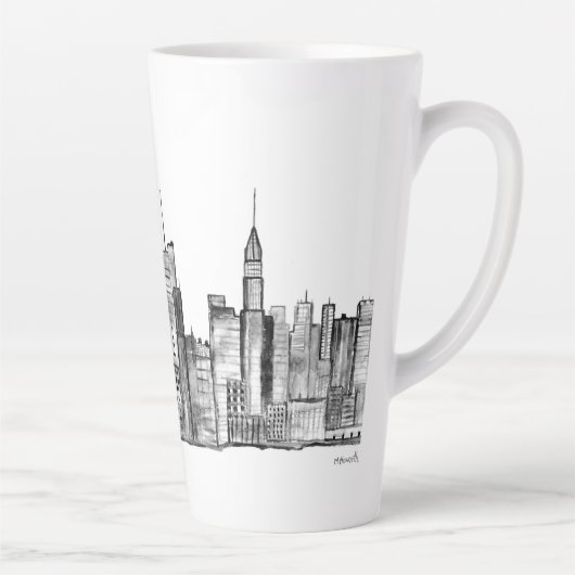 Waterverf Manhattan skyline in New York Latte Mok (Rechts)