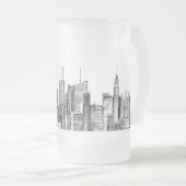 Waterverf Manhattan skyline in New York Matglas Bierpul (Voorkant rechts)