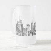 Waterverf Manhattan skyline in New York Matglas Bierpul (Voorkant links)