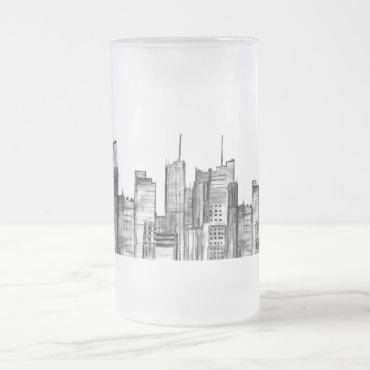 Waterverf Manhattan skyline in New York Matglas Bierpul (Center)