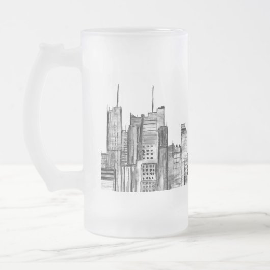 Waterverf Manhattan skyline in New York Matglas Bierpul (Links)