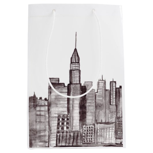 Waterverf Manhattan skyline in New York Medium Cadeauzakje (Voorkant)