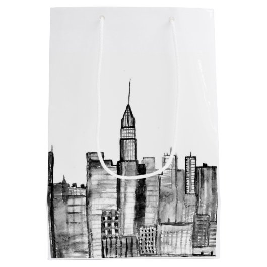 Waterverf Manhattan skyline in New York Medium Cadeauzakje (Achterkant)