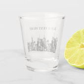 Waterverf Manhattan skyline in New York Shot Glas (Achterkant)
