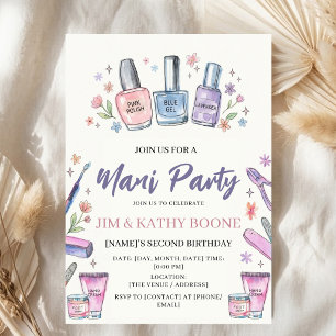 Waterverf Mani Pedi Verjaardagsfeestje Nagellak Kaart