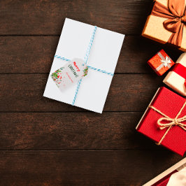 Waterverf Manuscript met Kerstmis Groene Gift Lab Cadeaulabel