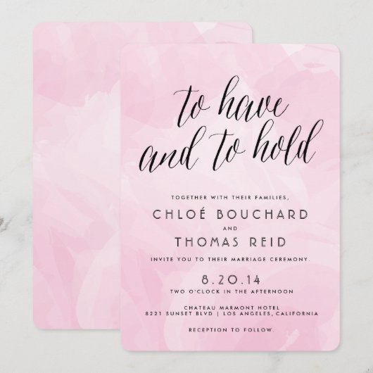  Waterverf Manuscript Wedding Invitations Kaart (Voorkant / Achterkant)