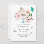 Waterverf Map Australië Destination Wedding Kaart (Voorkant)