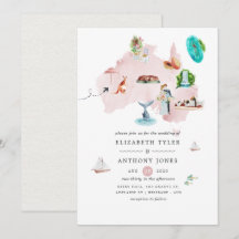 Waterverf Map Australië Destination Wedding