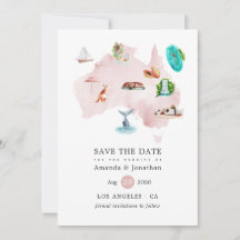 Waterverf Map Australië Destination Wedding