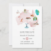 Waterverf Map Australië Destination Wedding Save The Date (Voorkant)