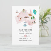 Waterverf Map Australië Destination Wedding Save The Date (Staand voorkant)