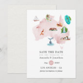Waterverf Map Australië Destination Wedding Save The Date (Voorkant / Achterkant)