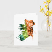 Waterverf Map of Ireland Wenskaart Kaart (Gele Bloem)