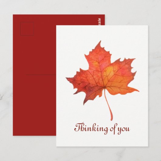 Waterverf Maple Leaf Briefkaart (Voorkant / Achterkant)