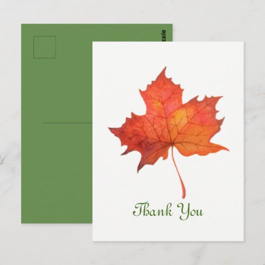 Waterverf Maple Leaf Briefkaart (Voorkant / Achterkant)