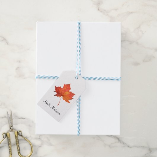 Waterverf Maple Leaf Cadeaulabel (Met Touw)