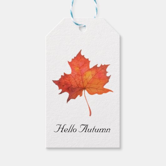 Waterverf Maple Leaf Cadeaulabel (Voorkant)