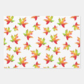 Waterverf Maple Leaf Patronen Wrapping 3 Inpakpapier Vel (Voorkant)
