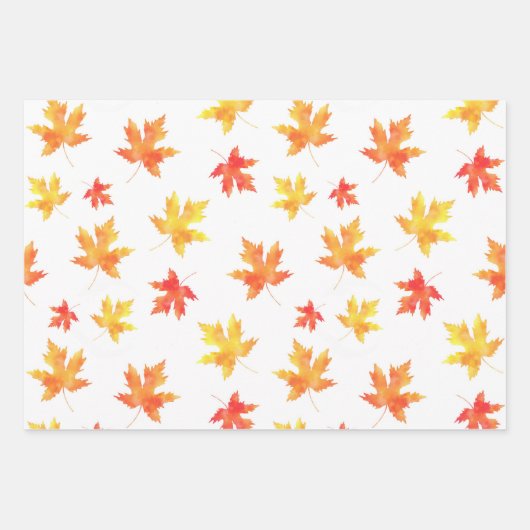 Waterverf Maple Leaf Pattern Inpakpapier Vel (Voorkant 3)