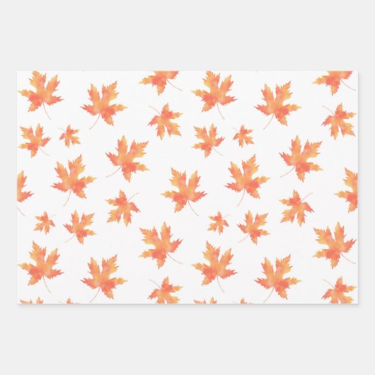 Waterverf Maple Leaf Pattern Inpakpapier Vel (Voorkant)