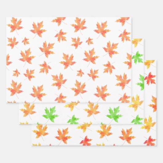 Waterverf Maple Leaf Pattern Inpakpapier Vel (Set)