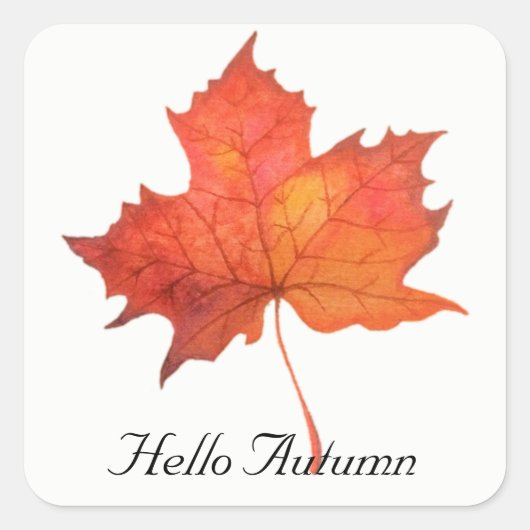 Waterverf Maple Leaf Vierkante Sticker (Voorkant)