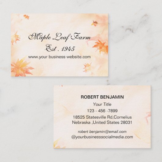 Waterverf Maple Leaf Visitekaartje (Voorkant / Achterkant)