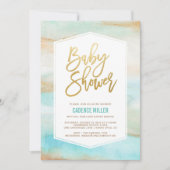 Waterverf Marble Baby Shower Uitnodiging (Voorkant)