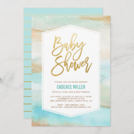 Waterverf Marble Baby Shower Uitnodiging
