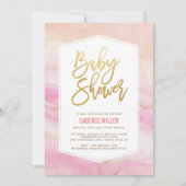 Waterverf Marble Girl Baby shower Uitnodiging (Voorkant)