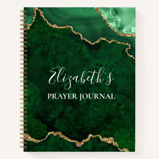 Waterverf Marble Gold Green Geode Prayer Journal Notitieboek (Voorkant)