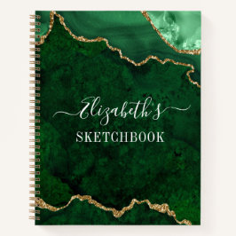 Waterverf Marble Gold Green Geode Sketchbook Notitieboek