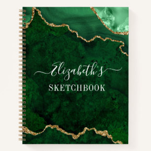 Waterverf Marble Gold Green Geode Sketchbook Notitieboek