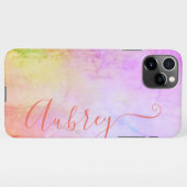 Waterverf Marble Ombre Color Gradient Pastel Name iPhone Hoesje (Achterkant horizontaal)