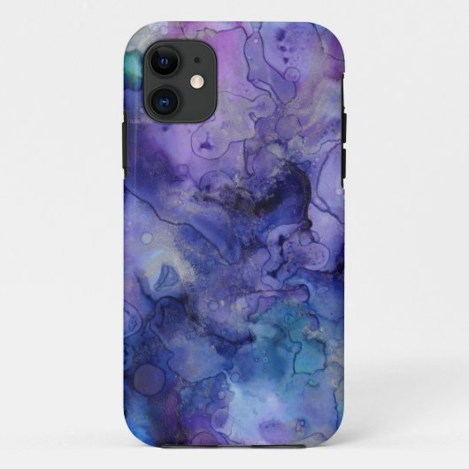 Waterverf Marble Paars Blue iPhone 5/5S Hoesje (Achterkant)