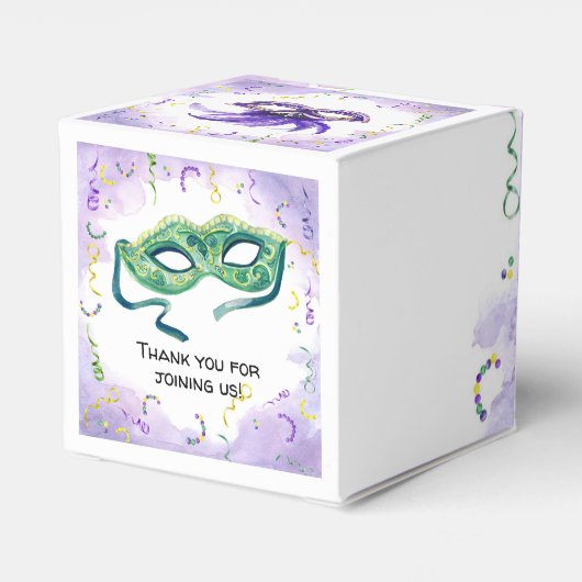 Waterverf Mardi Gras, Fat Tuesday Party Bedankdoosjes (Achterkant)