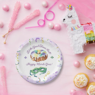 Waterverf Mardi Gras, Fat Tuesday Party Papieren Bordje