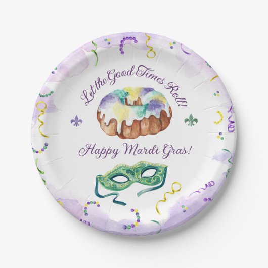 Waterverf Mardi Gras, Fat Tuesday Party Papieren Bordje (Voorkant)
