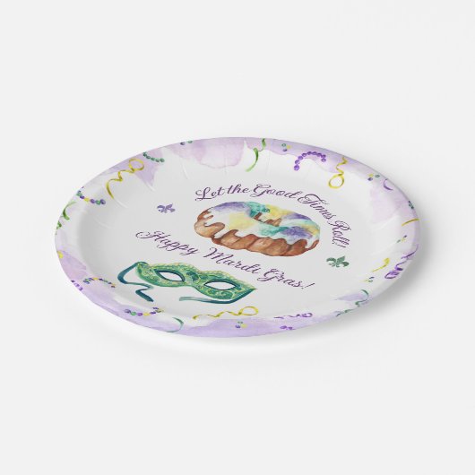Waterverf Mardi Gras, Fat Tuesday Party Papieren Bordje (Gekanteld)