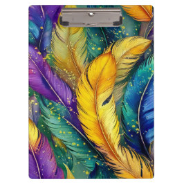 Waterverf Mardi Gras Feather naadloos patroon Klembord