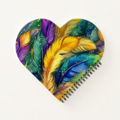 Waterverf Mardi Gras Feather naadloos patroon Notitieboek (Achterkant)