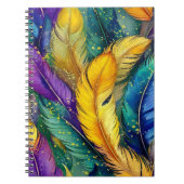 Waterverf Mardi Gras Feather naadloos patroon Notitieboek (Voorkant)