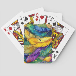 Waterverf Mardi Gras Feather naadloos patroon Pokerkaarten